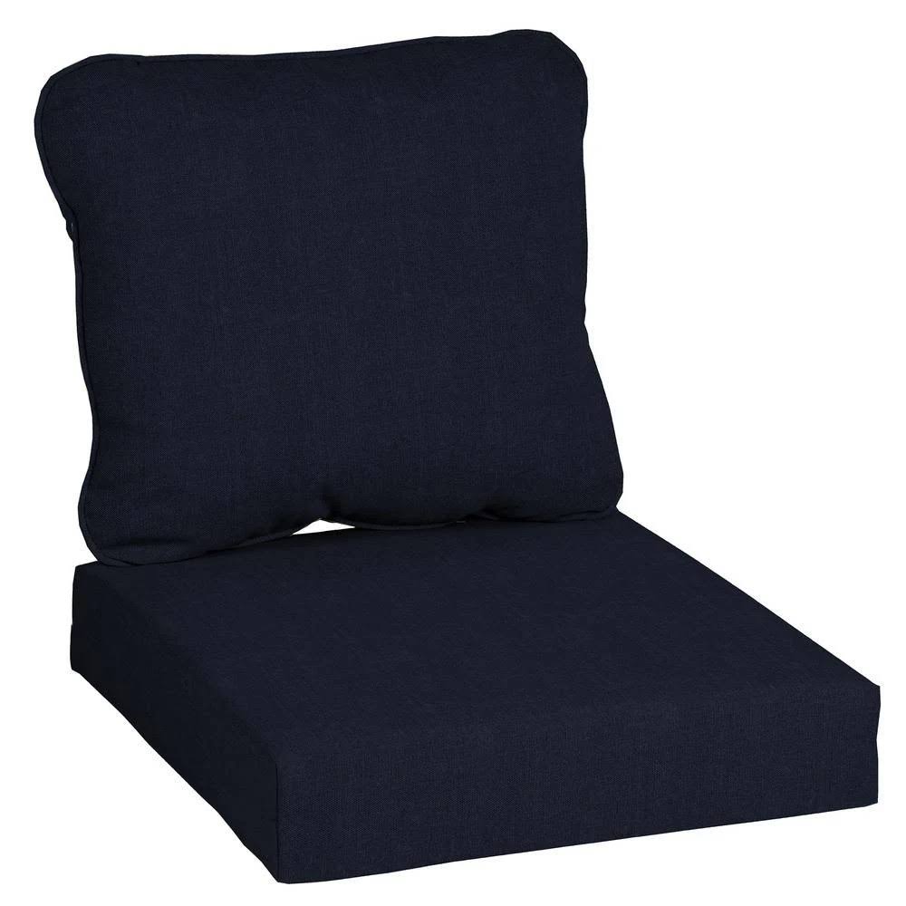 Hampton Bay 24 in. x 22 in. CushionGuard Midnight 2-Piece Deep Seating Outdoor Lounge Chair Cushion